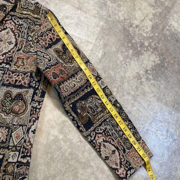 Chicos 1 M 8 Jacket Beaded Embroidered India Motif Tapestry Wearable Art Brown - Picture 6 of 12